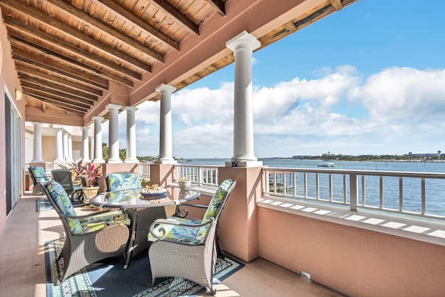 balcony with a water view