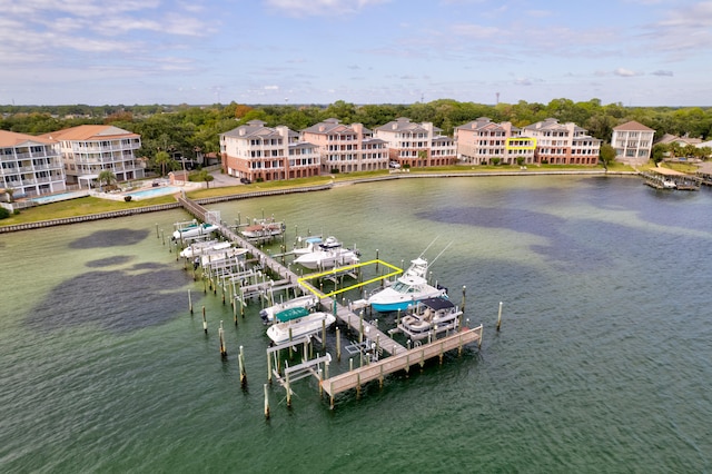 exterior space with a water view