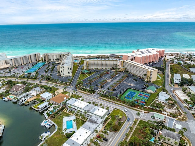 bird's eye view featuring a water view