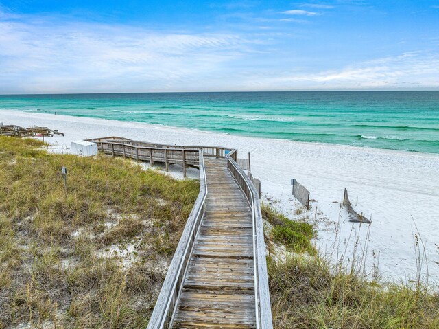 property view of water featuring a view of the beach