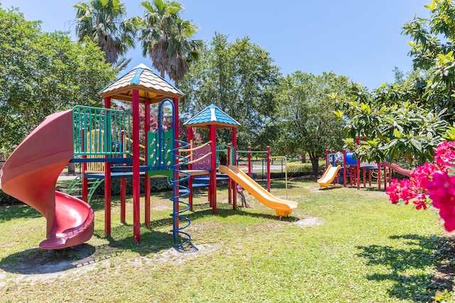 view of playground with a yard