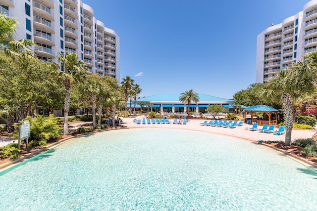 view of pool with a gazebo