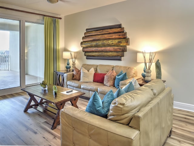 living room with light wood-type flooring