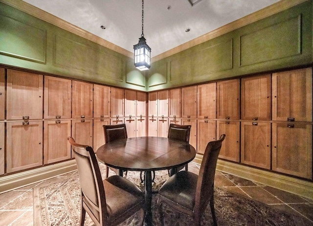 dining space with a high ceiling