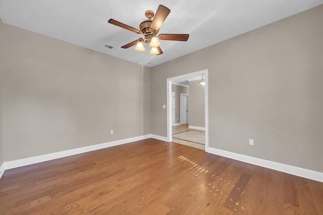 interior space featuring ceiling fan and hardwood / wood-style floors