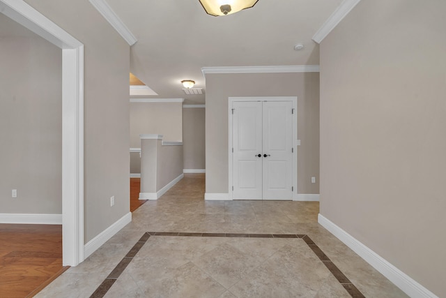 hallway with ornamental molding