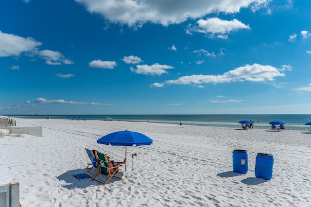 property view of water with a beach view