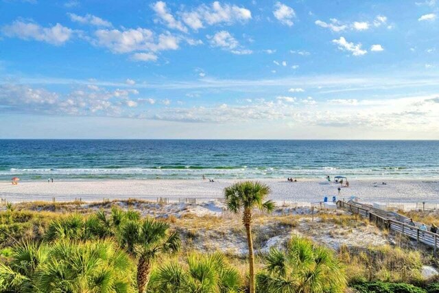 property view of water featuring a view of the beach