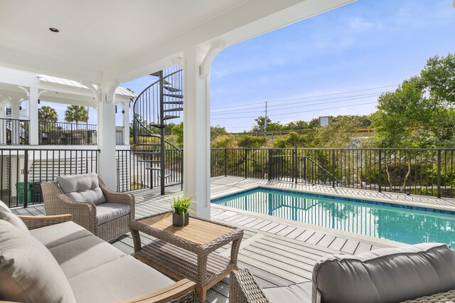 view of pool featuring an outdoor hangout area