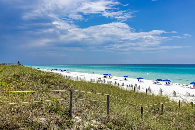 property view of water with a beach view