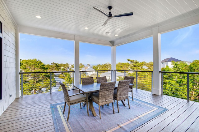 sunroom / solarium with plenty of natural light and ceiling fan