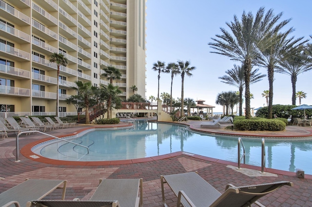 view of pool featuring a patio area