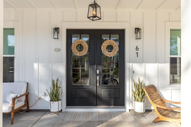 doorway to property with french doors