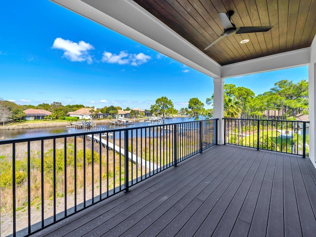 330 Kelly Plantation Dr, Destin, FL 32541 - wooden deck featuring a water view and a ceiling fan