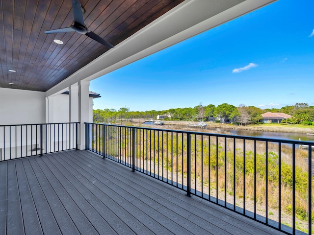 330 Kelly Plantation Dr, Destin, FL 32541 - wooden terrace with a water view and a ceiling fan