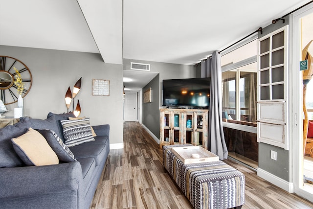 living room featuring light hardwood / wood-style flooring