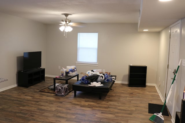 106 Star Dr Unit A, B, C, Fort Walton Beach, FL 32547 - living room with ceiling fan and dark wood-type flooring