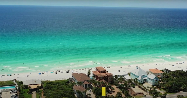 view of water feature with a beach view