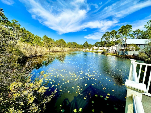 exterior space featuring a water view