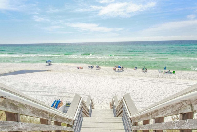 view of water feature featuring a view of the beach