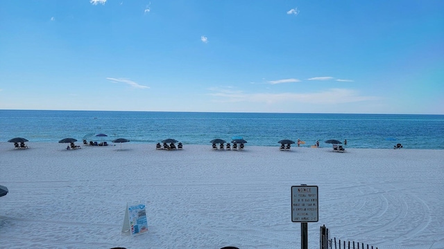 property view of water with a beach view