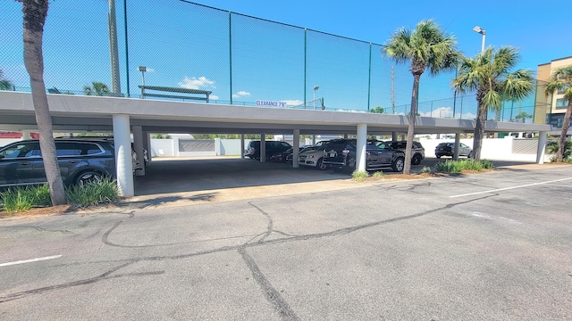 view of covered parking lot