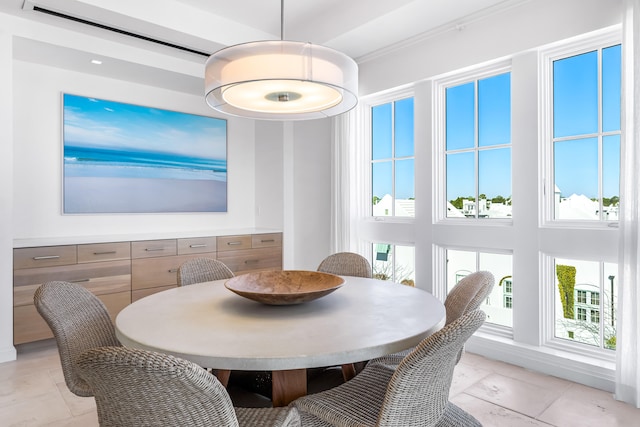 dining room with light tile floors