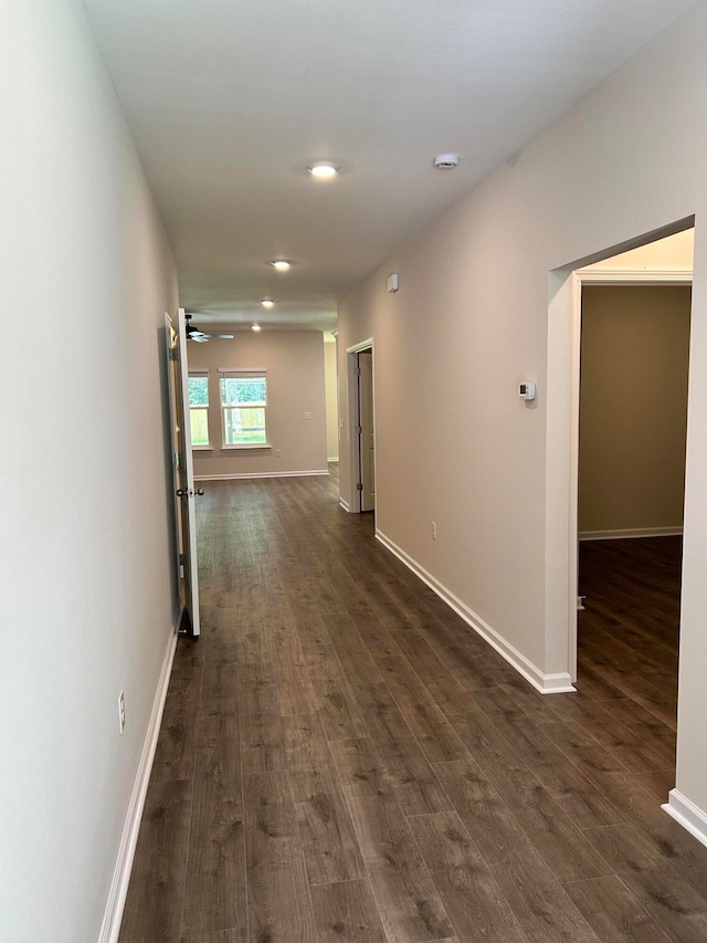 hall with dark hardwood / wood-style flooring