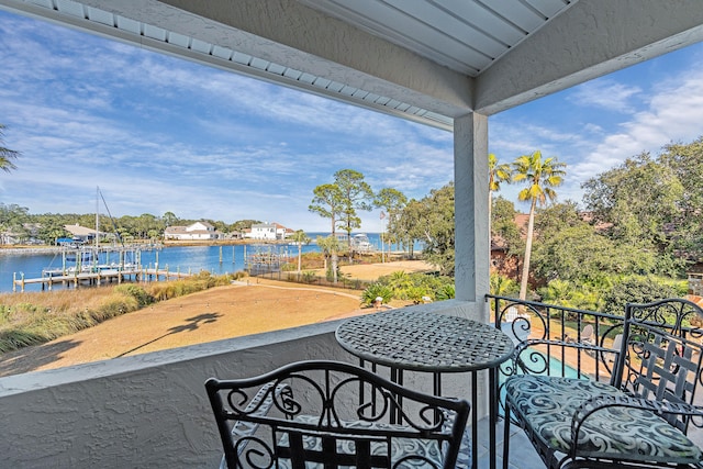 balcony with a water view