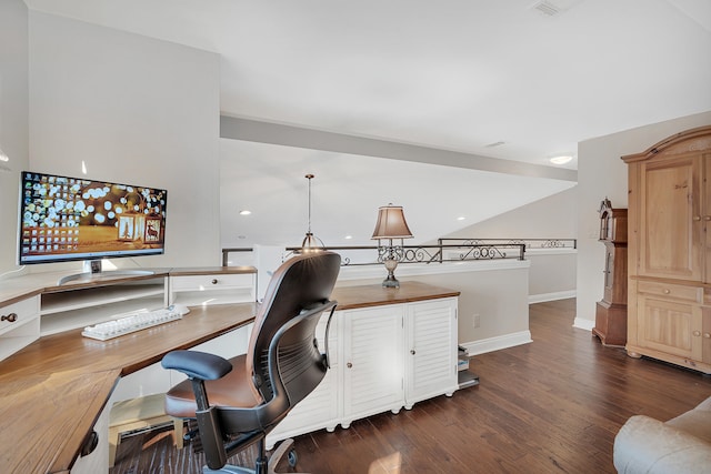 office area featuring dark hardwood / wood-style flooring