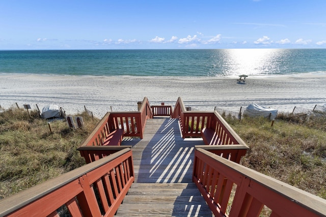 exterior space featuring a view of the beach