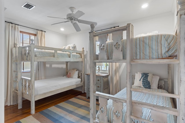 16 S Green Turtle Ln, Inlet Beach, FL 32461 - bedroom featuring visible vents, wood finished floors, ornamental molding, and recessed lighting