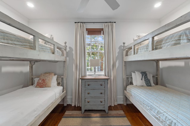 16 S Green Turtle Ln, Inlet Beach, FL 32461 - bedroom with crown molding, wood finished floors, and ceiling fan