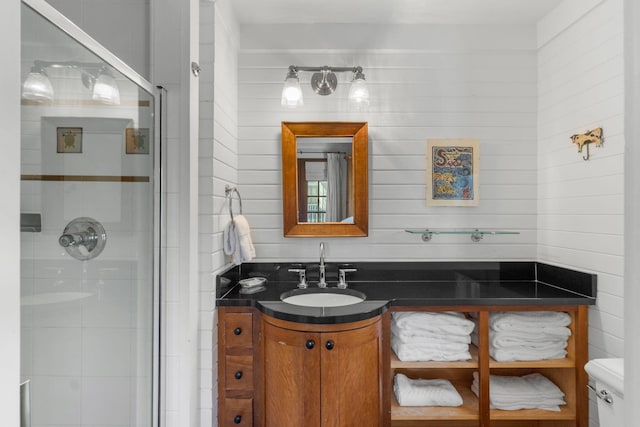 16 S Green Turtle Ln, Inlet Beach, FL 32461 - bathroom featuring a stall shower, vanity, and toilet