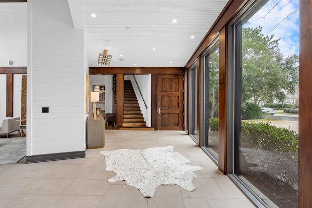 interior space with light tile floors