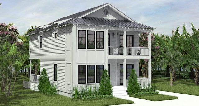 view of front of home featuring a porch and a front lawn