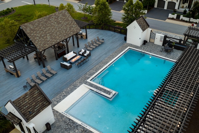 view of pool featuring a patio