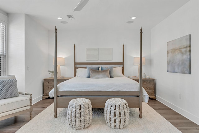 bedroom featuring dark wood-type flooring