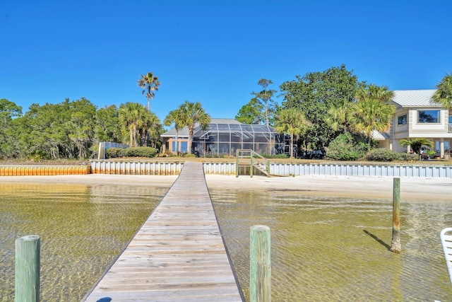 dock area featuring a water view