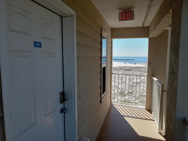 exterior space with a view of the beach