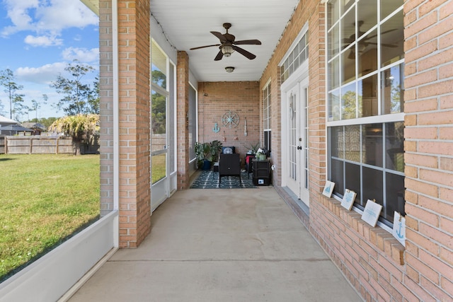 view of patio / terrace featuring ceiling fan