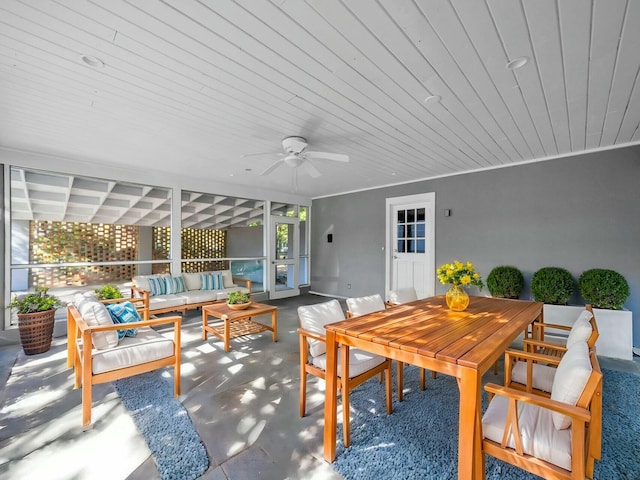 view of patio featuring outdoor lounge area and ceiling fan