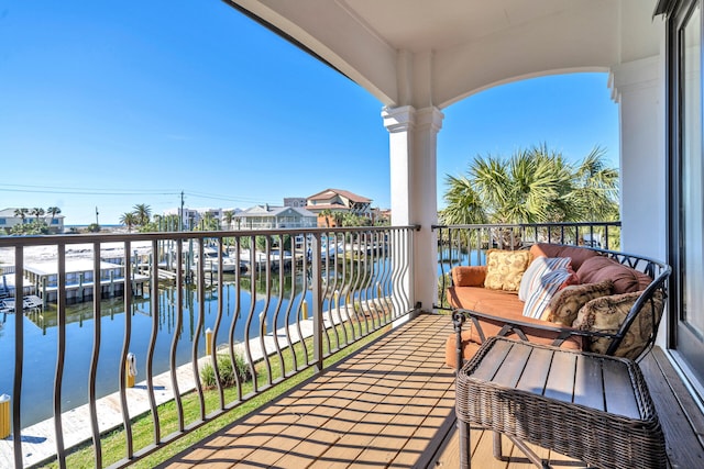 balcony with a water view