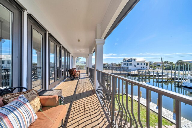 balcony with a water view