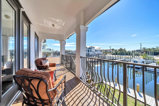 balcony with a water view