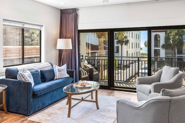 living room featuring light hardwood / wood-style flooring