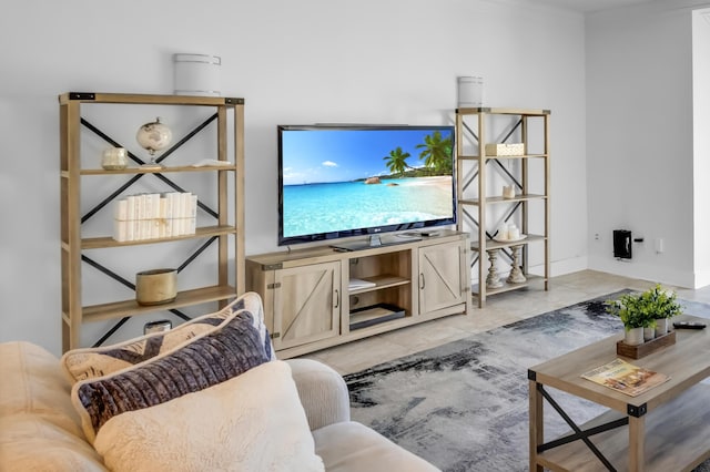 view of tiled living room