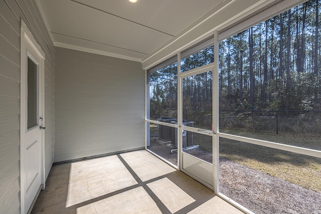 view of unfurnished sunroom