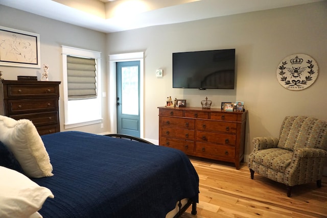 bedroom featuring light wood-type flooring