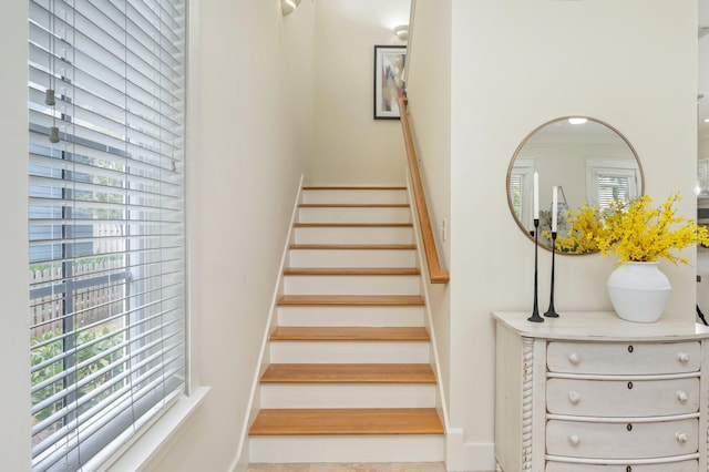 stairs with plenty of natural light